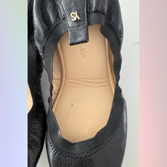 Yosi Samra Black Leather Pointed-Toe Ballet Flats – Size 8 - Picture 5 of 5